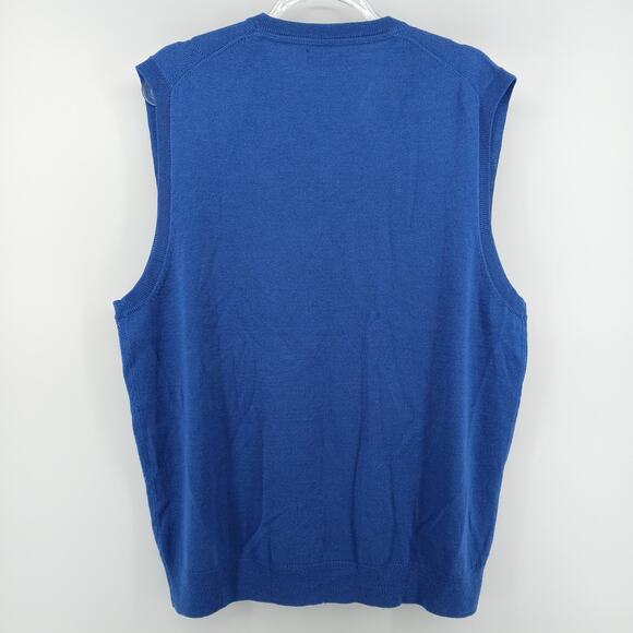 Club Room Blue Merino Wool Pull Over Sweater Vest Mens LG Old Money Minimalist - Picture 4 of 7